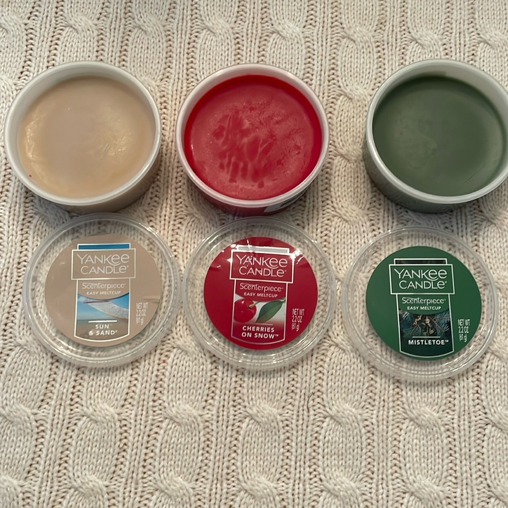 NEW Yankee Candle Scenterpiece Easy Melt Cup 2.2oz Lot Of 3 sun & sand-mistletoe